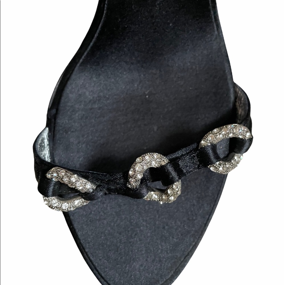 Giuseppe Zanotti Black Satin D'Orsay Sandal with Crystal Accent - Picture 8 of 11